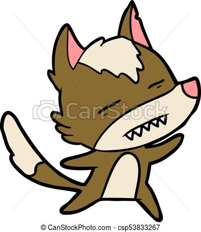 408x470 Cartoon Wolf Showing Teeth Whilst Dancing Clip Art Vector