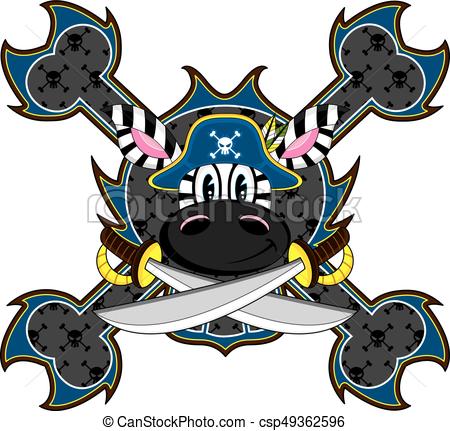450x431 Cute Cartoon Zebra Pirate Captain With Swords Vector Eps