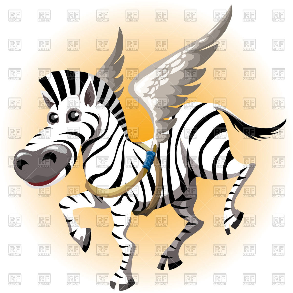 1200x1200 Funny Zebra Tries With Wings In Cartoon Style Royalty Free Vector
