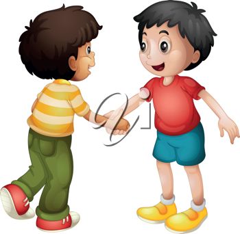 350x342 Clip Art Illustration Of Two Boys Shaking Hands