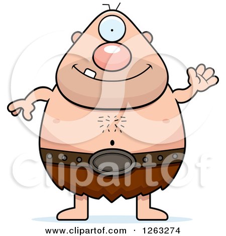 450x470 Clipart Of A Cartoon Friendly Waving Cyclops Man