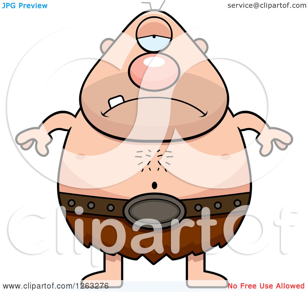 1080x1024 Clipart Of A Cartoon Sad Depressed Cyclops Man