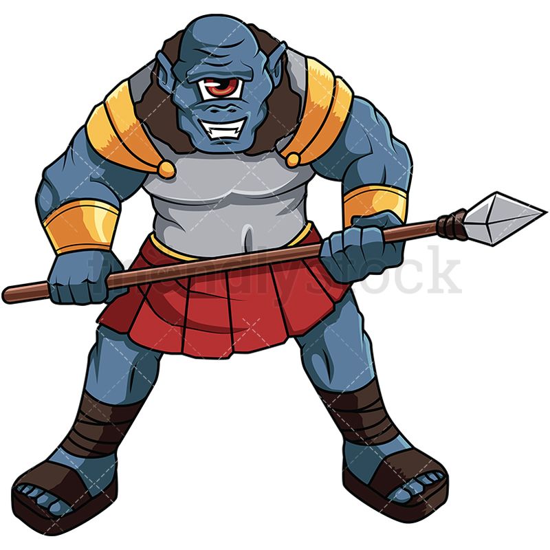800x800 Greek Cyclops Warrior Cartoon Vector Clipart