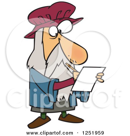 450x470 Clipart Of A Cartoon Leonardo Da Vinci Drawing