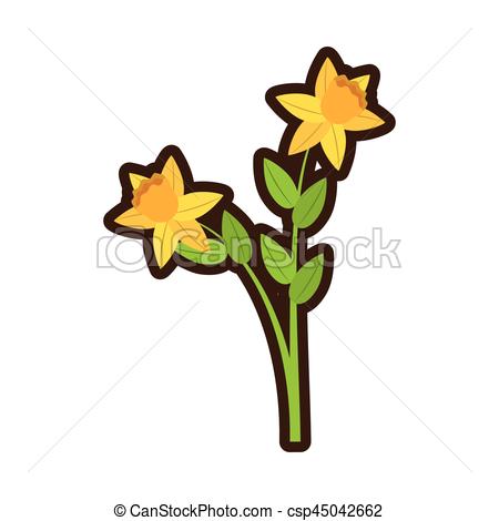 450x470 Cartoon Daffodil Flower Spring Floral Vector Illustration Clip