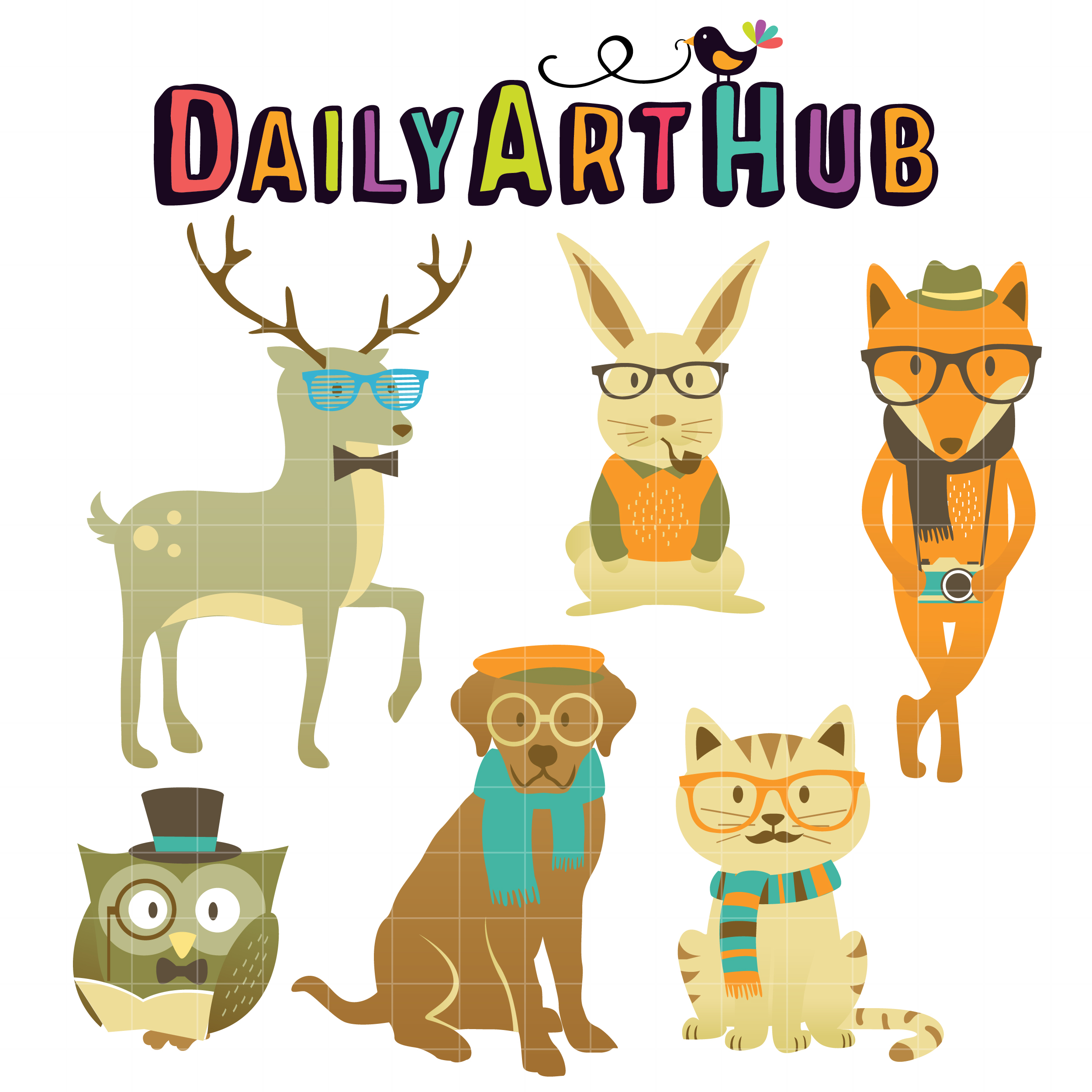 2500x2500 Hipster Animals Clip Art Set Daily Art Hub Free Clip Art Everyday