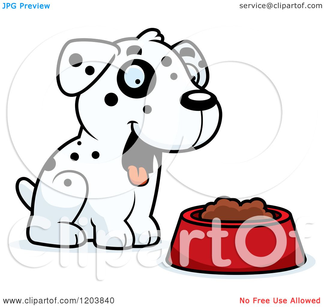 1080x1024 Cartoon Of A Cute Dalmatian Puppy Sitting By Dog Food