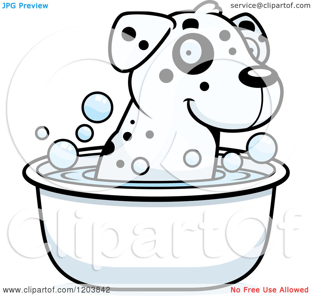1080x1024 Cartoon Of A Cute Dalmatian Puppy Taking A Bath