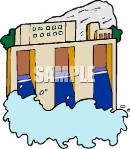 261x300 Clip Art Image A Dam Releasing A Flood Of Water