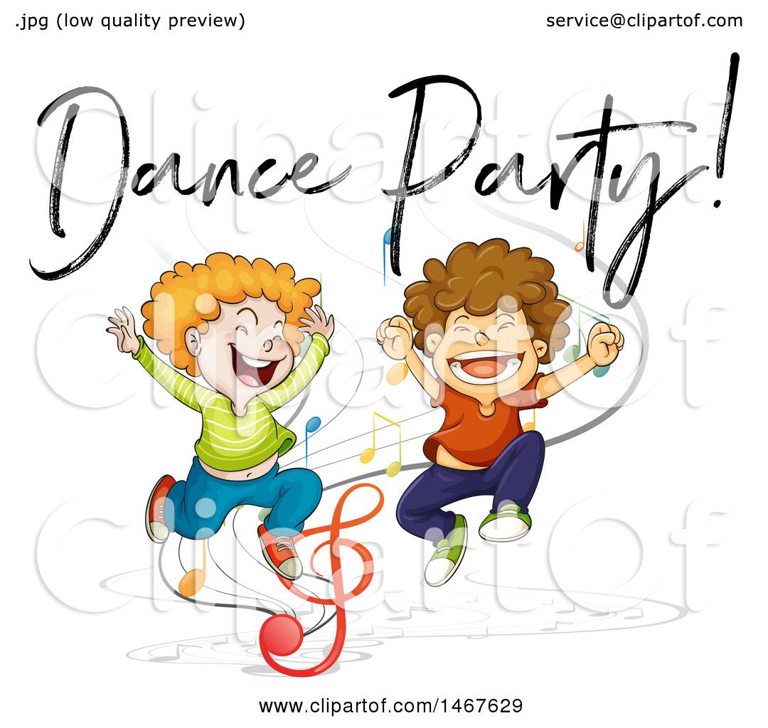 1080x1024 Clipart Of Boys Jumping Under Dance Party Text