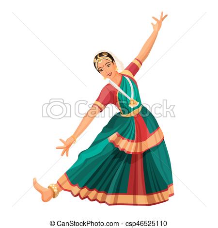 450x470 Solo Dance Performed By Girl With Hindi Accessories . Vector