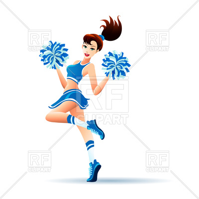 400x400 Young Cheerleader Dancing Girl With Pom Poms Royalty Free Vector