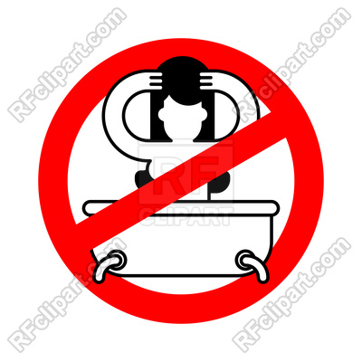 400x400 Stop Girl In Bath. Red Prohibition Sign Of Danger. Royalty Free