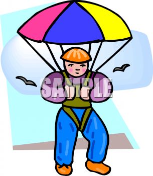305x350 Clip Art Illustration Of A Boy Skydiving With Birds Flying Around