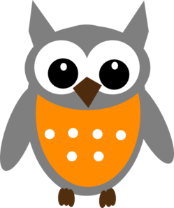 249x298 Dark Gray Orange Owl Clip Art