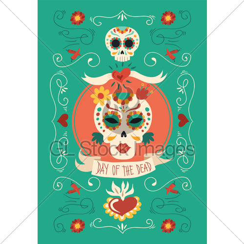 500x500 Day Of The Dead Hand Drawn Catrina Sugar Skull Art Gl Stock Images