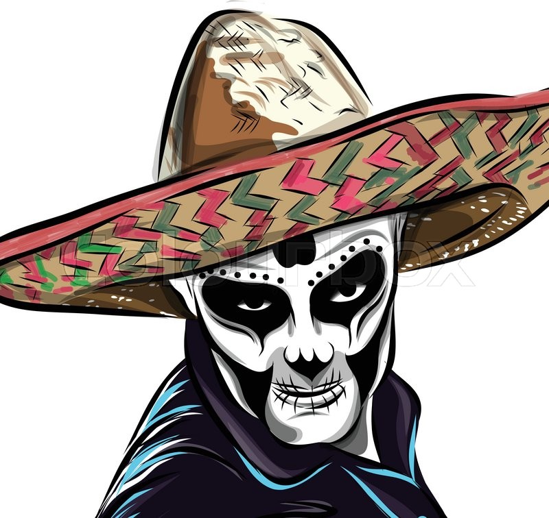 800x756 Day Dead Sugar Skull Man Vector. Mexican Skull. Day