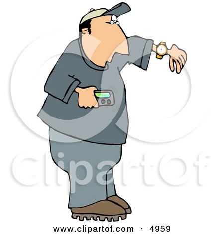 450x470 Clipart Illustration Of A White Businessman, Anxious To End