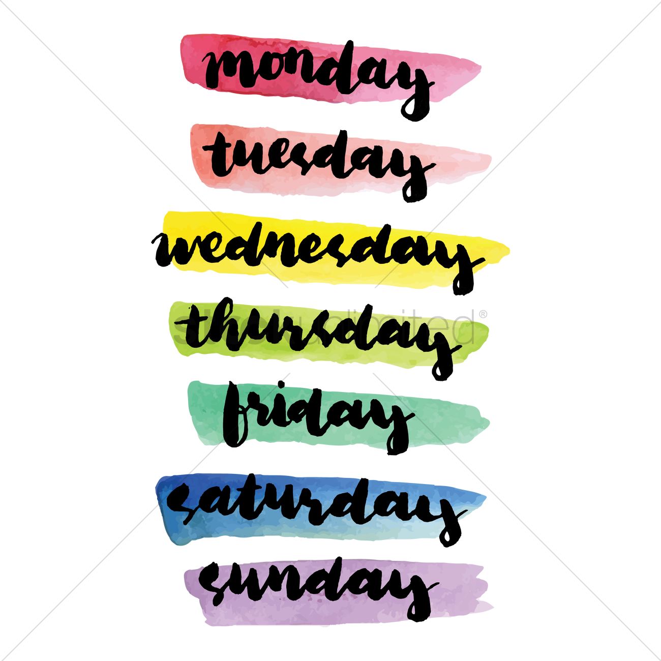 1300x1300 Days Of The Week Text Vector Image