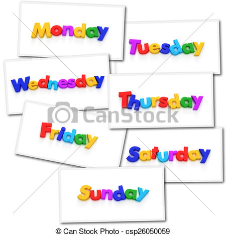 450x470 Collage Of Renderings With The Days Of The Week In Colorful