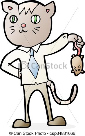 293x470 Cartoon Business Cat With Dead Mouse Clip Art Vector