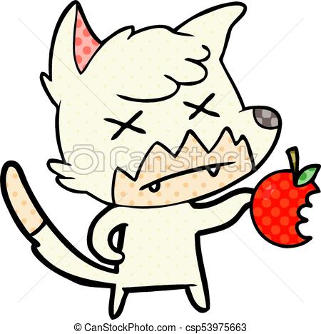 450x468 Cartoon Dead Fox With Apple Clip Art Vector
