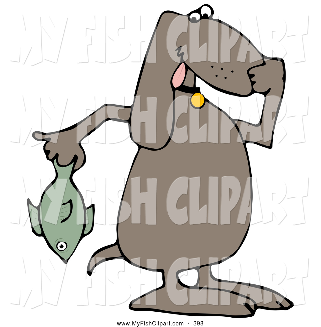 1024x1044 Clip Art Of A Brown Dog Holding A Smelly Dead Fish And Plugging