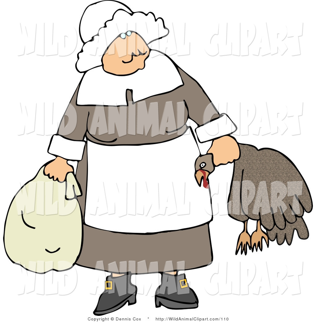 1024x1044 Clip Art Of An Elderly Pilgrim Woman Carrying A Dead Turkey By Its