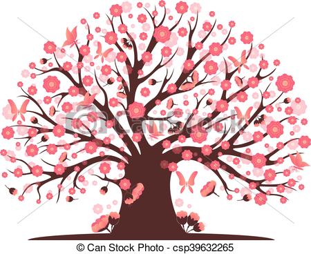 450x368 Decorative Beautiful Cherry Blossom Tree Clip Art Vector