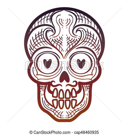450x470 Decorative Calavera Or Skull Isolated Icon. Hand Drawn Vectors