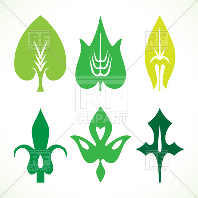 400x400 Decorative Green Leaves Pattern Set Royalty Free Vector Clip Art