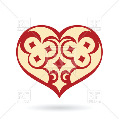 400x400 Decorative Heart With Moon And Stars Ornament Royalty Free Vector