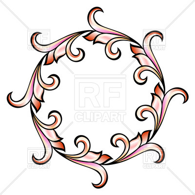 400x400 Decorative Round Frame With Curls Royalty Free Vector Clip Art