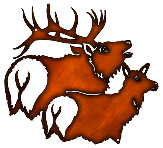 552x500 Buck And Doe Deer Cut Out Faux Copper Finish Metal Sign