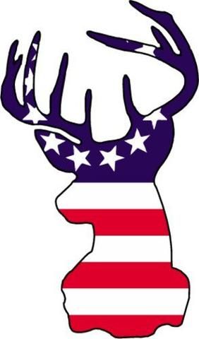 282x480 American Flag Deer Hunter Decal Sticker Hand Designs, Flags