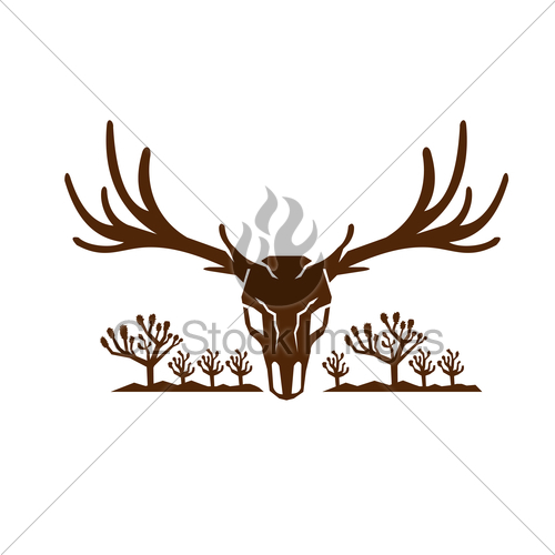 500x500 Mule Deer Skull Joshua Tree Icon Gl Stock Images