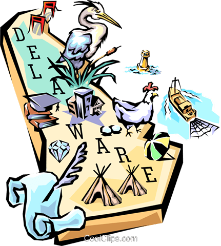 431x480 Delaware Vignette Map Royalty Free Vector Clip Art Illustration