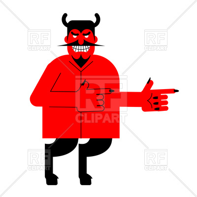 400x400 Devil Indicates. Red Demon With Horns And Hoofs. Royalty Free