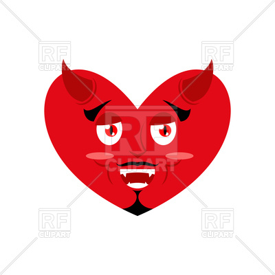 400x400 Heart Of Devil. Red Demon Love. Royalty Free Vector Clip Art Image