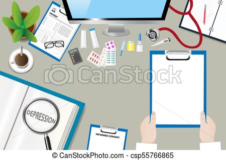450x320 Healing Depression Concept Vector. Top View Of A Medical Clip