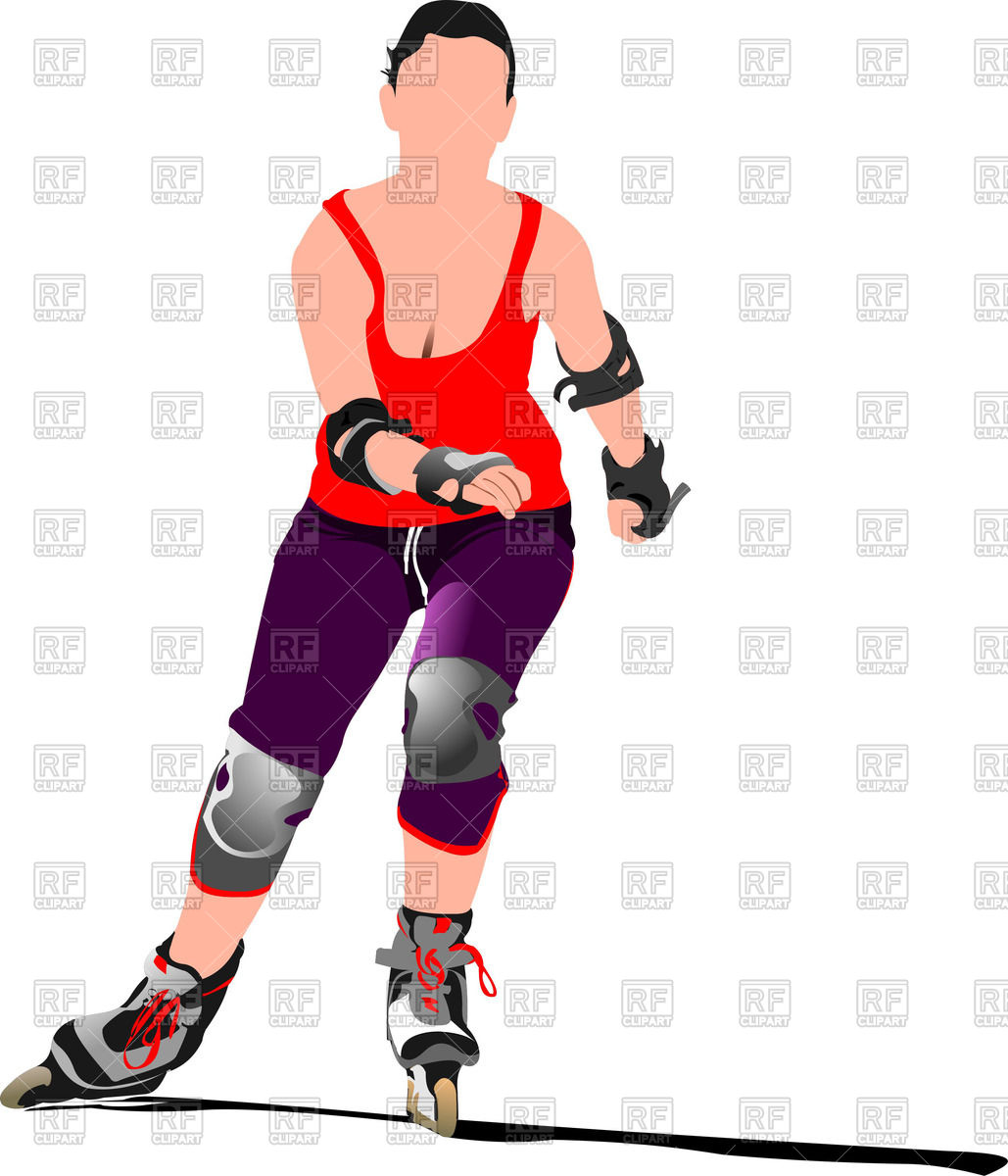 1029x1200 Woman Skating On The Roller Skates Royalty Free Vector Clip Art