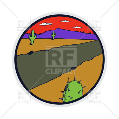 400x400 Retro Style Badge Of Desert Landscape With Cactus Royalty Free