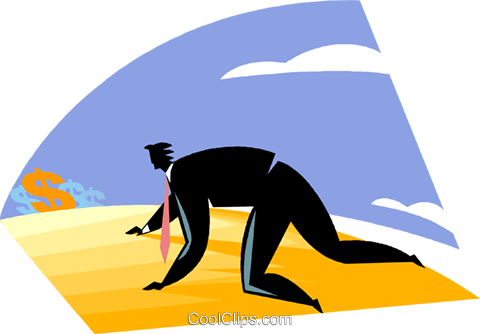 480x334 Businessman Crawling Through The Desert Royalty Free Vector Clip