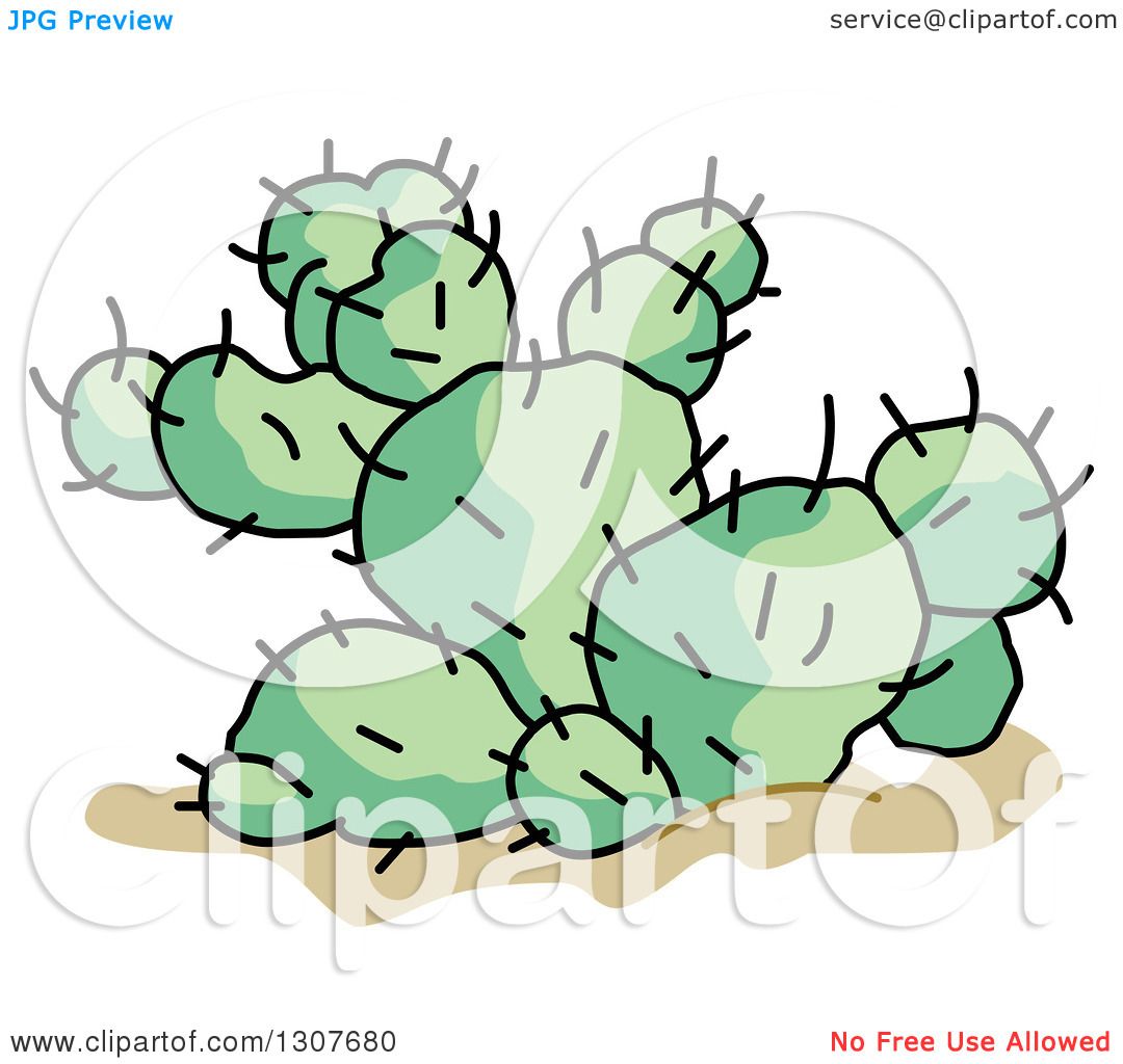 1080x1024 Clipart Of A Cartoon Desert Prickly Pear Cactus Plant