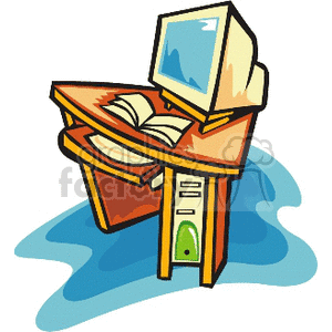 300x300 Desk With Computer Clipart