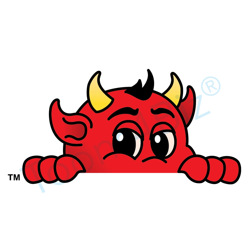 1000x1000 Devil Mascot Peeking Over Clip Art