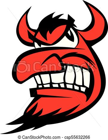 362x470 Devil Face Character Cartoon Vector Illustration. Funny Clip