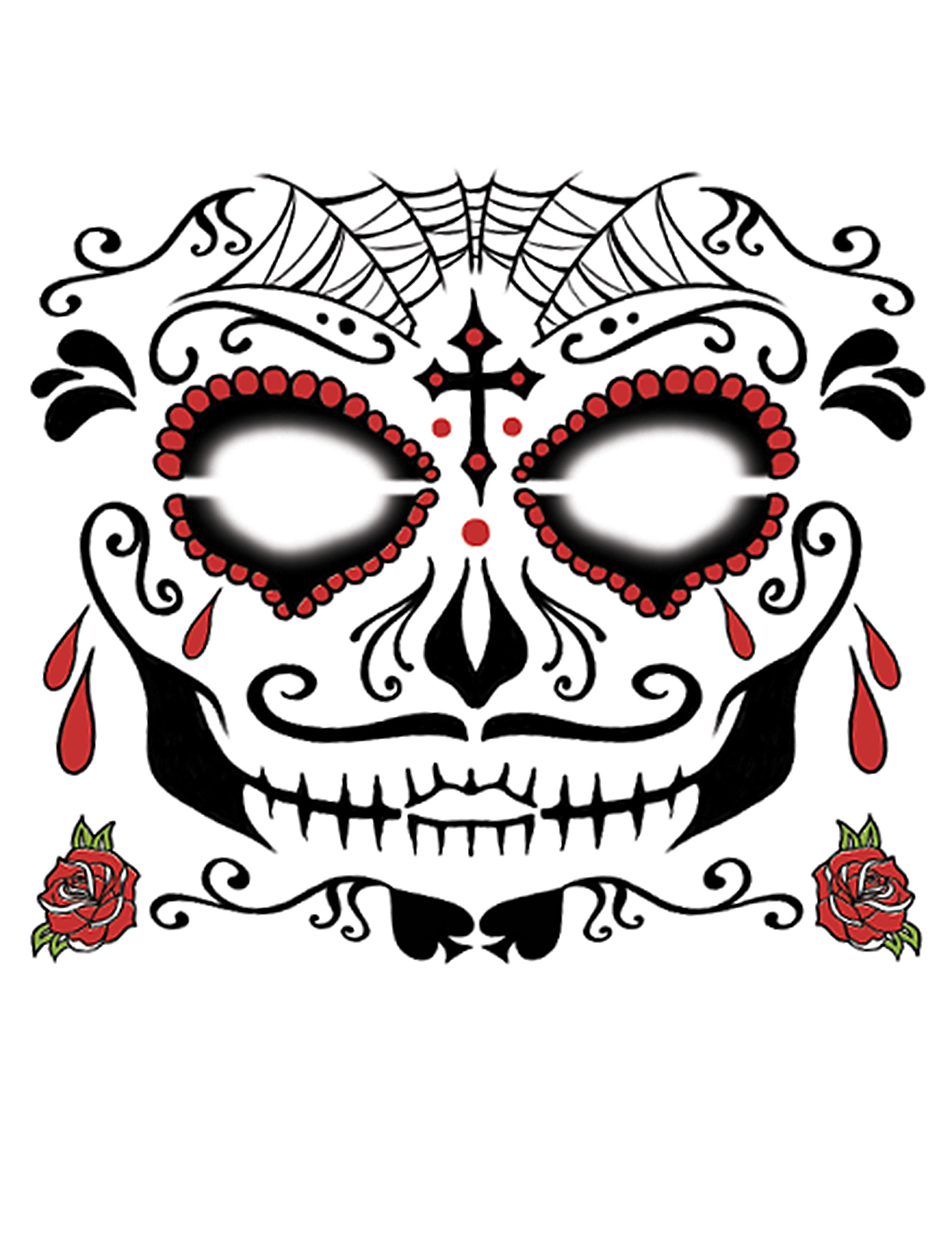 1850x2400 Dia De Los Muertos Face Tattoo For Adults Makeup,and Fancy Dress