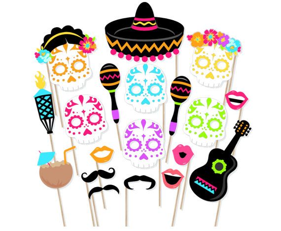 570x468 Printable Day Of The Dead Photo Booth Props