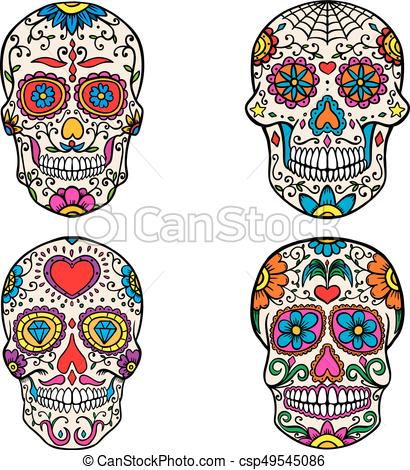 410x470 Set Sugar Skulls Isolated On White Background. Day